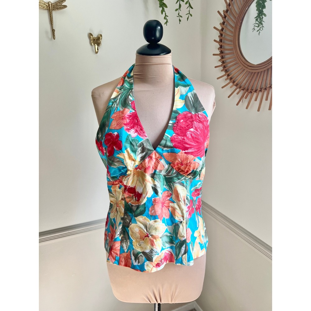 Vintage 90s Tropical Tie Halter Top‎